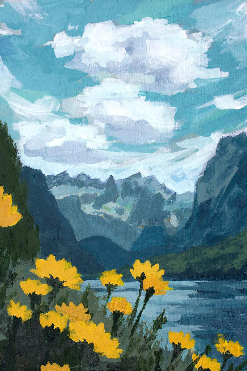 Breezy 6x4&quot;, Acrylic on wood panel