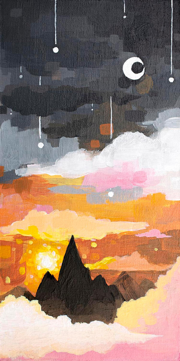 Vision 6x3&quot;, Acrylic on wood panel