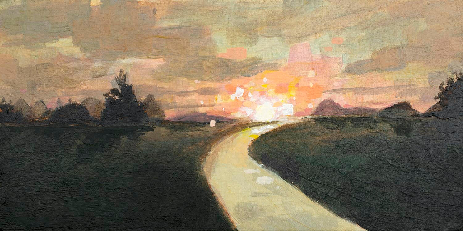 Faraway 3x6&quot;, Acrylic on wood panel